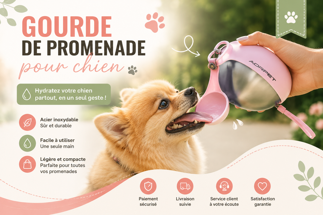 Gourde de Promenade Inox pour Chien : Hydratation en Balade crochoux