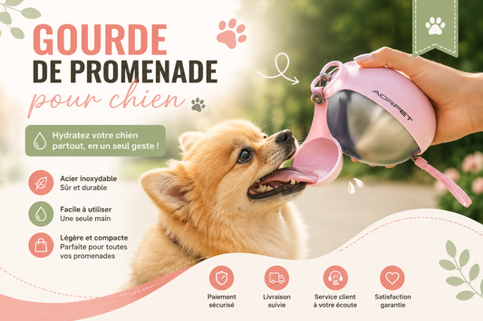 Gourde de Promenade Inox pour Chien : Hydratation en Balade crochoux