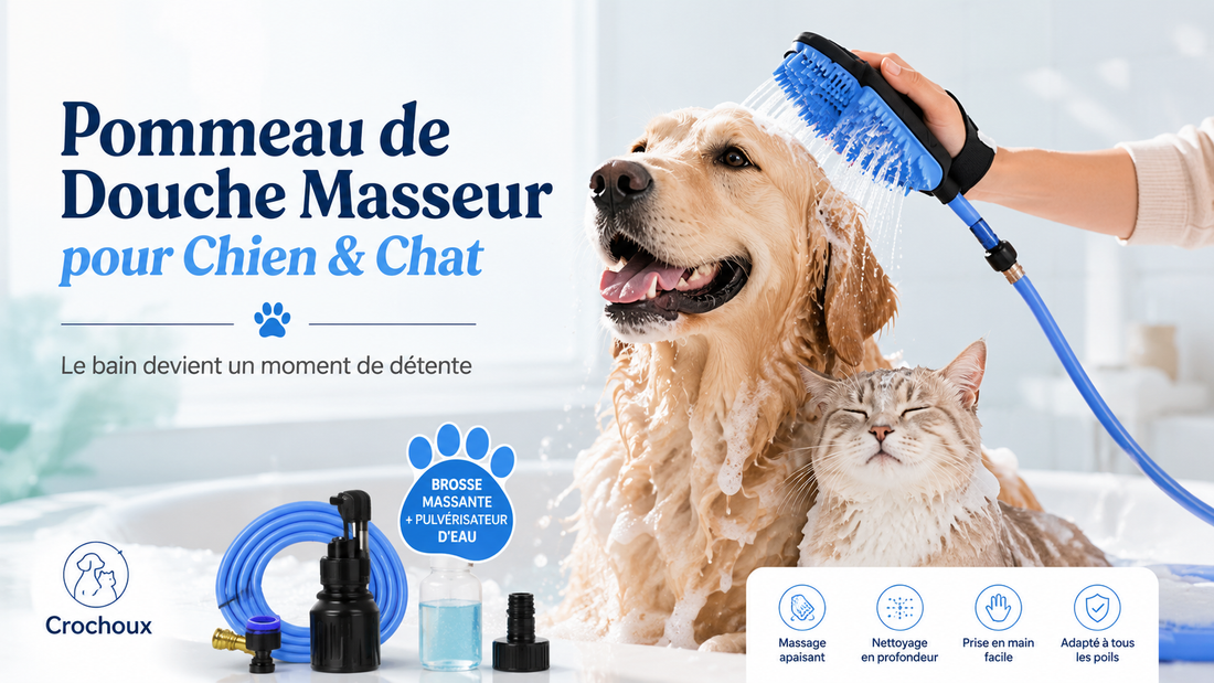 Pommeau de Douche Masseur pour Chien & Chat | Bain Facile & Sans Stress